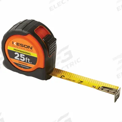 KESON Tape Measure: Nonmagnetic Single Hook Tip, 26 ft / 8 m - Inch & Metric Tape Measures