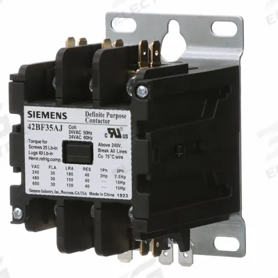 Siemens Definite Purpose Contactor: 3 Poles, 208-240V AC, 30 A - Non-Reversing Definite Purpose Contactors
