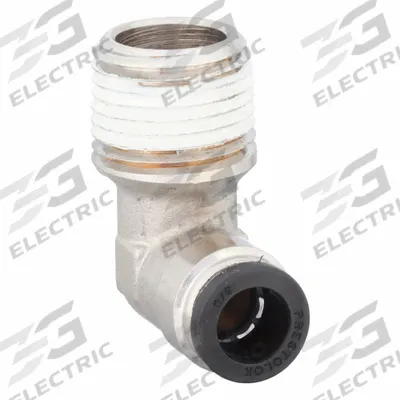 PARKER Push-Fit Elbow Fitting: 3/8 in OD x 1/2 in Pipe Size, Push-to-Connect x MNPTF - Nickel-Plated Brass Tube Fittings