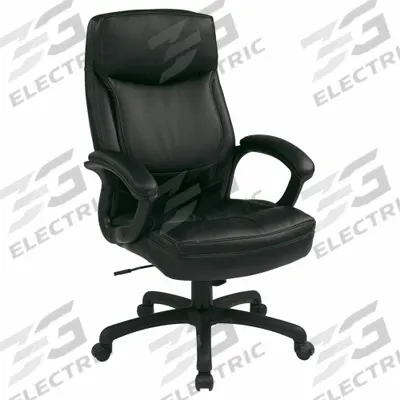 OFFICE STAR Office Chair: Black, Faux Leather Material, 27 in Back Ht - Fixed-Arm Office Chairs