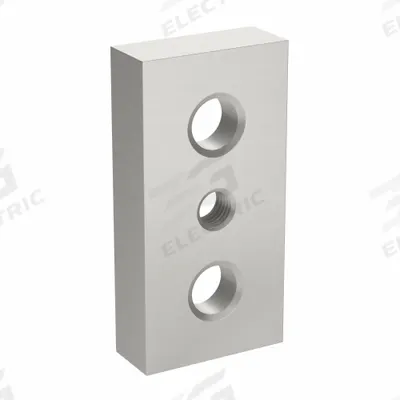 FAZTEK Base Plate: 15 Series, Aluminum, 3 in x 1 1/2 in x 3/4 in, Drop-In - Base Plates for Threaded-Stem Feet & Casters
