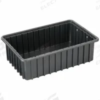 LEWISBINS Divider Box: 0.4 cu ft, 16 1/2 in x 10 7/8 in x 5 in, Lid Not Included, Plastic (MPN DC2050 XL). Key specifications — Includes Dividers: Dividers Not Included; Includes Lid: Lid Not Included; Material: Plastic; Color: Black; Brand: LEWISBINS.