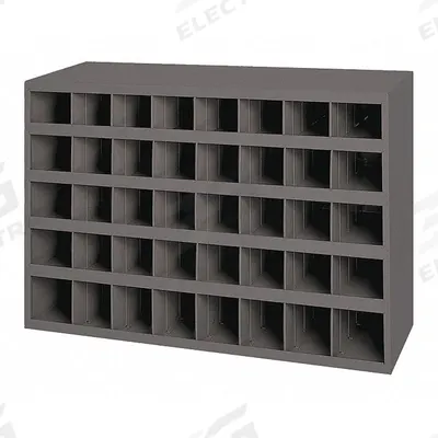 DURHAM MFG Pigeonhole Bin Unit: 34 in x 8 1/2 in x 24 in, 40 Compartments, Gray - Lipped Fixed-Size Compartmented Shelving