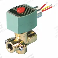 REDHAT Solenoid Valve: 2-Way, Normally Open, 3/8 in Pipe Size, 120V AC, Self-Cleaning, Brass Body (MPN 8267G011). Key specifications — Coil Enclosure: Without Junction Box; Pipe Size: 3/8 in; Voltage: 120V AC; Brand: REDHAT.
