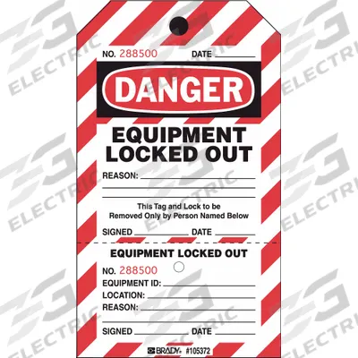 BRADY Danger Tag: Danger, Equipment Lockout Out, Polyester, Write-On Surface - Safety