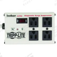 TRIPP LITE Outlet Strip: 4 Outlets, 6 ft Cord Lg, 3,330 J Rated Energy, 12 A Current, UL 1449, Gray (MPN ISOBAR 4 ULTRA). Key specifications — Brand: TRIPP LITE; Mounting Style: Keyhole.