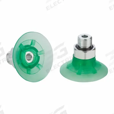 SCHMALZ Vacuum Pad Assembly: G1/4 in, 43.7 mm Pad Dia, Elastodur ED, Green, 22.2 mm Pad Ht - Flat Type Packaging Industry Vacuum Pad Assemblies