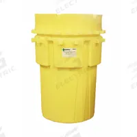 ENPAC Salvage Drum: Polyethylene, 180 gal, Screw-On Lid, Unlined/No Interior Coating, HDPE (MPN 1180-YE). Key specifications — Drum Material: Polyethylene; Drum Head Type: Open Head; UN Rating Solids: Not Rated; UN Rating Liquids: Not Rated; Interior Lining: Unlined/No Interior Coating; Drum Message Text: None; Closing Ring Material: HDPE; For Holding: Transformers.