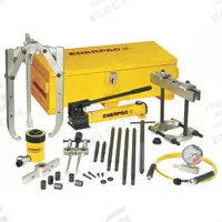 ENERPAC Hydraulic Puller Set: 20 ton Capacity with Attachments, 24 ton Cylinder Nominal Capacity (MPN BHP2751G). Key specifications — attr98874: ENERPAC; attr96739: Gauge; attr1177737: Hand Pump.