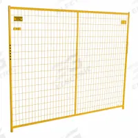 PERIMETER PATROL Security Barrier: 6 ft Ht, 7 1/2 ft Lg, Yellow, Single Panel, Steel, Powder Coated (MPN RF 10006). Key specifications — Brand: PERIMETER PATROL; Portability: Manual Carry; Material: Steel; Includes: Fence Panel; Finish: Powder Coated; Connecting Option: Interlocking.