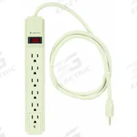 APPROVED VENDOR Outlet Strip: 6 Outlets, 4 ft Cord Lg, 1,050 J Rated Energy, 15 A Current, White (MPN 52NY52). Key specifications — Brand: APPROVED VENDOR; Mounting Style: Keyhole.