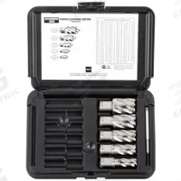 SLUGGER BY FEIN Annular Cutter Set: 1 in Max Cutting Dp, Pilot Pin Included, Bright (Uncoated) (MPN 63134999010). Key specifications — attr253884: Yes; attr253885: Bright (Uncoated); attr253886: High Speed Steel; attr253887: Weldon Flat; attr253888: Fractional Inch; attr253891: 15/16 in; attr277149: SLUGGER BY FEIN.