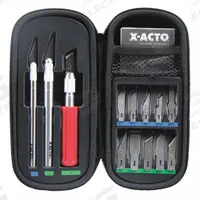 X-ACTO Precision Knife Kit: Curved/Straight/Triangular, 2 in_1 1/2 in_1 3/4 in Blade Lg, Metal (MPN X5285). Key specifications — attr307565: Metal; attr307563: Carbon Steel; attr307566: Yes; attr324883: X-ACTO.