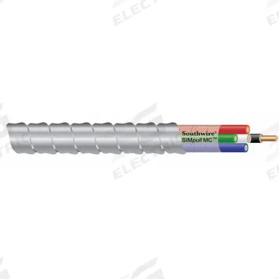 SOUTHWIRE Metallic Clad Building Cable: 14 AWG, 2 Conductors, Copper, 250 ft, Aluminum - Low-Profile Metal-Clad Cables