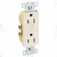 HUBBELL Receptacle: Decorator Duplex, 5-15, Light Almond, 125V AC, 15 A, 2 Pole / 3 Wire (MPN RRD15LA)