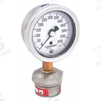ASHCROFT Pressure Gauge with Diaphragm Seal: 0 psi to 600 psi, 1009/310-315, 2 1/2 in Dial, Glycerin (MPN 251009AW02L/310SSLXCG600). Key specifications — Brand: ASHCROFT; Gauge Case Liquid: None; Seal Fill Liquid: Glycerin; Gauge Case Material: 304 Stainless Steel; Seal Lower Housing Material: 316L Stainless Steel; Accuracy: ±1.50%.
