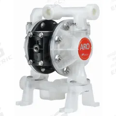 ARO Double Diaphragm Pump: Polypropylene Body, 1/2 in, NPT Connection, 15.2 gpm, 289 ft Max. Head (MPN PD05P-ARS-PAA-B). Key specifications — Brand: ARO; Seat Material: PP; Check Valve Material: Santoprene.