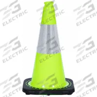 Traffic Cone with Bands: MUTCD/NCHRP-350, 18 in Cone Ht, Green, High-Intensity Prismatic, PVC, Blank (MPN RS45015C-L3M6). Key specifications — Base Color: Black; Brand: APPROVED VENDOR; Cone Material: PVC; Legend: Blank; Includes: Grip Top.