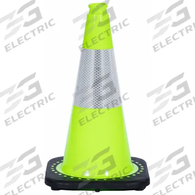 APPROVED VENDOR Traffic Cone with Bands: MUTCD/NCHRP-350, 18 in Cone Ht, Green, High-Intensity Prismatic - Traffic Cones for Roadway Use