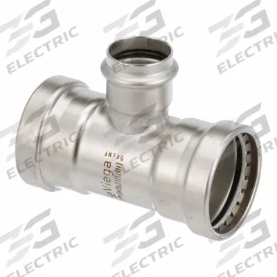VIEGA PROPRESS Crimp Tee Fitting: 2 1/2 in CTS x 2 1/2 in CTS x 1 1/2 in CTS Size - Potable Water Stainless Steel Press Fittings
