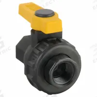 BANJO Manual Two-Way Ball Valve: 3/4 in, Polypropylene, Straight, FNPT x FNPT Union, Three-Piece (MPN SUV075FP). Key specifications — Brand: BANJO; Handle Type: Lever; Handle: Lever.