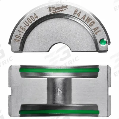 MILWAUKEE Upper and Lower Crimping Die: 4 AWG, U Style Dies - Milwaukee Replacement Crimping Dies