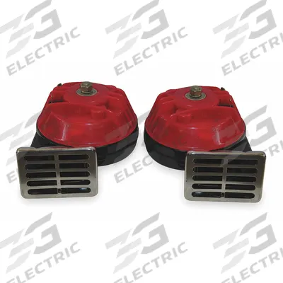 WOLO Electric Horn: 12V DC, High Tone/Low Tone, Electric, Red, Unfinished - Electric-Powered Horns
