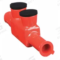 BURNDY Multitap Connector: 2 Port, In-Line Entry, 4/0 AWG – 250 kcmil Wire Size, Burial Rated, Red (MPN BISR250DB). Key specifications — Body Material: Aluminum; Brand: BURNDY.