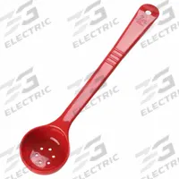 CARLISLE Portion Control Spoon: 2 oz Capacity, Acetal, Perforated, Red, NSF Certified, Acetal, Red (MPN 396105). Key specifications — Manufacturer Part Number: 396105; Color: Red; Material: Acetal; NSF Certified: Yes; Perforated/Solid: Perforated; Product Type: Long Handle Measure Miser; Brand: CARLISLE.