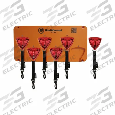RAILHEAD GEAR Rechargeable Safety Light Kit: 3 3/8 in Overall Wd, 3 3/16 in Overall Lg - Battery-Powered Flashing Lights