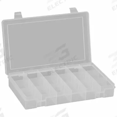DURHAM MFG Compartment Box: 6 3/4 in x 10 7/8 in x 1 3/4 in, Clear, 18 Compartments - Small Parts Compartmented Boxes with Fixed Dividers