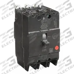 GE Molded Case Circuit Breaker: 60 A Amps, 14kA at 277/480V AC, Fixed, Lug, ABC (MPN TEY360). Key specifications — Series: TEY; Max. AIR Rating: 14kA at 277/480V AC; Instantaneous Trip: Fixed; Terminal Connection: Lug; Phase Connection: ABC.