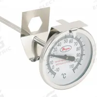 DWYER Clip On Dial Thermometer: -10°F to 110°F, +/- 2% Accuracy, 8 in Stem Lg, Fahrenheit (MPN CBT178052). Key specifications — Accuracy: +/- 2%; Brand: DWYER; Temperature Units: Fahrenheit.