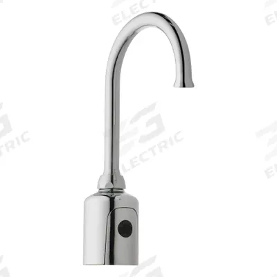 CHICAGO FAUCETS Bathroom Sensor Faucet: HyTronic Gooseneck, Cast Brass - Single-Post Sensor Bathroom Faucets