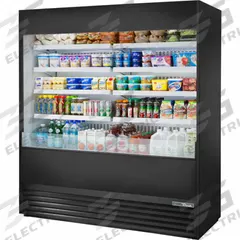 TRUE REFRIGERATION Refrigerated Merchandiser: 78 1/2 in x 72 in x 29 1/8 in, Black, 8 Shelves (MPN TOAM-72-HC~NSL01). Key specifications — attr1277723: TRUE REFRIGERATION; attr1277683: R-290; attr1277691: No; attr1277694: Black; attr1280716: Partial Glass Panel; attr1280729: TOAM.