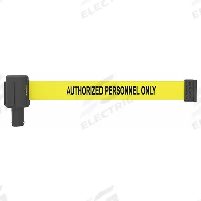 BANNER STAKES Retractable Belt Head: Yellow, 42 in Overall Ht, 15 ft Belt Lg - Replacement Belt Cassettes
