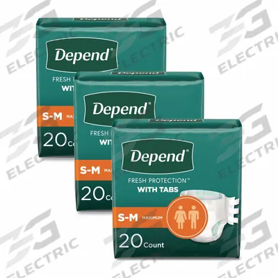 DEPEND Adult Diapers: Extra Heavy, Ultra-soft Fabric/Fiber-Blend, White, 18 Max Pant Size - Incontinence Pants