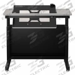 VERSADESK Standing Desk: Gray, Wood, 36 in Overall Wd, 24 in Overall Dp, 36 in Max Desktop Ht, Black (MPN RST3624-BG). Key specifications — Frame Color: Black; Frame Material: Laminate; Brand: VERSADESK; Desktop Color: Gray; Desktop Material: Wood.