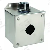 SCHNEIDER ELECTRIC Push Button Enclosure: 30mm, 1 Holes, 304 Stainless Steel, NEMA 1/12/3/4/4X (MPN 9001KYSS1). Key specifications — attr211299: SCHNEIDER; attr1043605: Indoor Dust & Water Droplets.