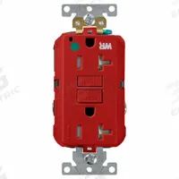LEVITON GFCI Receptacle: Hospital Grade, Decorator Duplex, 5-20R, Red, GFCI, 125V AC, 20 A (MPN GFWT2-HGR)