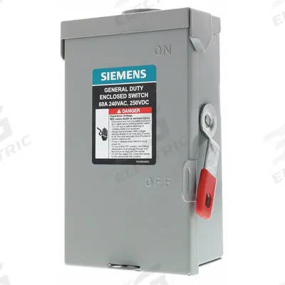 Siemens Safety Switch: Non-Fusible, 60 A, Three Phase, 240V AC, Galvanized Steel - Non-Fusible Safety Switches