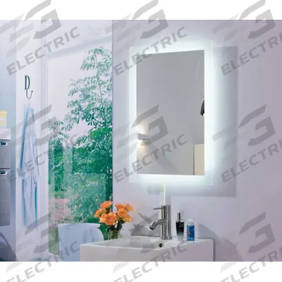 KETCHAM Bathroom Mirror: Rectangular, Glass, 36 in Overall Ht, 24 in Overall Wd - Lighted Vanity Bathroom Mirrors