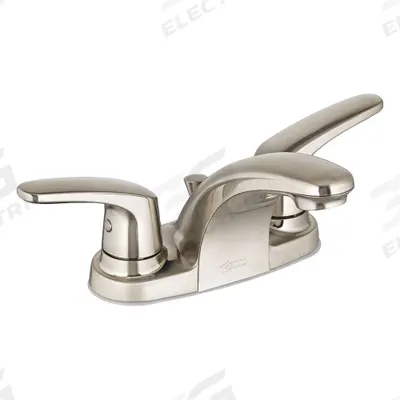 AMERICAN STANDARD Low Arc Bathroom Faucet: Colony Pro, Metal, Brushed Nickel Finish, Centerset - Centerset Handle Bathroom Faucets