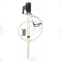 DAYTON Electric Drum Pump: Pump with Hose & Nozzle, 1 1/10 hp HP, 110 V AC, 15 gpm, PVDF, PVDF (MPN 1DLR1). Key specifications — Brand: DAYTON; Suction Tube Material: PVDF.
