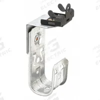 B-LINE BY EATON J-Hook: Hammer-On with Locking Latch, 1 1/4 in Max. Bundle Dia., Galvanized Steel (MPN BCH21-U-2-4). Key specifications — Material: Galvanized Steel; Mounting: 360° Horizontal Rotation; Includes Locking Latch: Yes; Color: Silver; Brand: B-LINE BY EATON; Mounting Location: Beam; Mounting & Attachment (subhead): Hammer-On with Locking Latch.