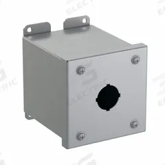 HAMMOND Push Button Enclosure: 30mm, 1 Holes, Carbon Steel, NEMA 12/13 (MPN 1437A). Key specifications — attr211299: HAMMOND; attr1043605: Indoor Dust & Water Droplets.