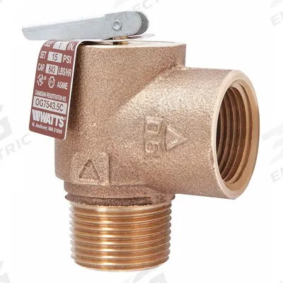 Watts Steam Safety Relief Valve: MNPT x FNPT, 3/4 in x 3/4 in, Bronze - ASME Section IV Steam Pressure Relief Valves