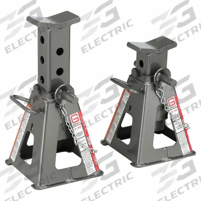 GRAY Jack Stand: Pin Adjustment, 7 ton Load Capacity, 16 in Max Extended Ht - Medium-Duty Jack Stands