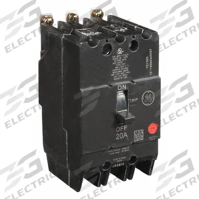 GE Molded Case Circuit Breaker: 20 A Amps, 14kA at 277/480V AC, Fixed, Lug - TEY-Frame GE Molded Case Circuit Breakers
