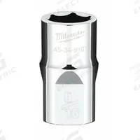 MILWAUKEE Standard Socket: SAE, 1/2 in Drive Size, 9/16 in Socket Size, 6-Point, Std, Chrome (MPN 45-34-9101). Key specifications — attr1204417: MILWAUKEE; attr1204392: Chrome.